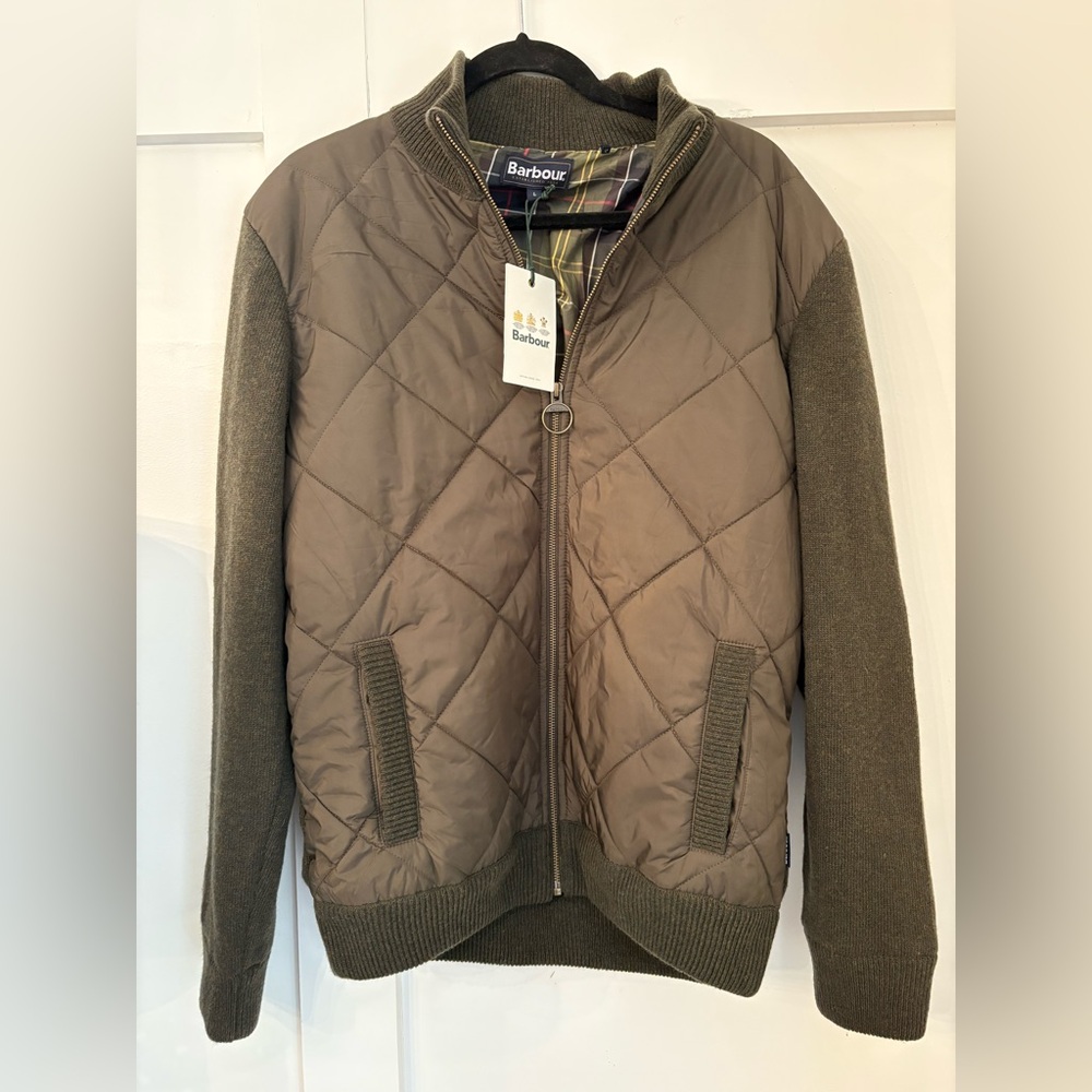Barbour Olive Diamond Quilt Knit Jacket